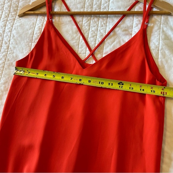 Topshop Double-Strap Red Orange Mini Slip Dress. Size 4. - Picture 8 of 13